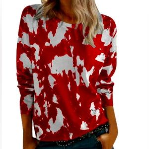 Red and White Long Sleeve Shirt ~ Size Large